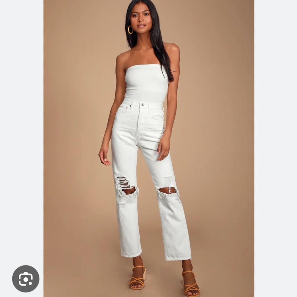 Abercrombie & Fitch White Distressed Women's Jeans